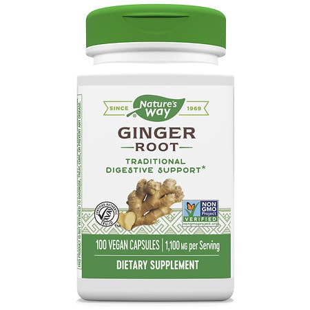 Nature's Way Ginger Root 550 mg Dietary Supplement Capsules