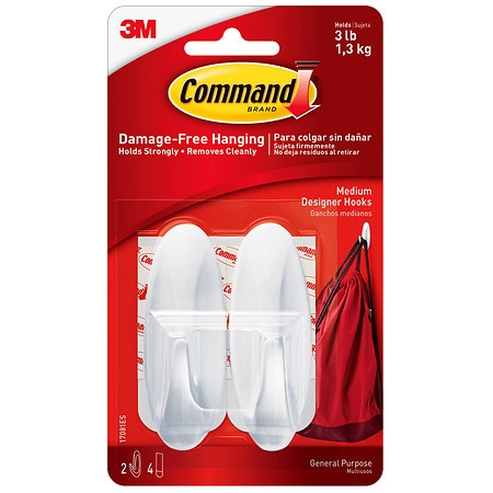 Command Medium Designer Hooks Medium White