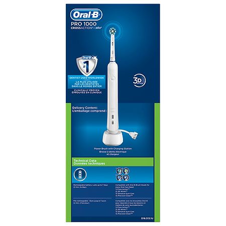 Klacht gips Vorm van het schip Oral-B Pro 1000 CrossAction Electric Toothbrush White | Walgreens