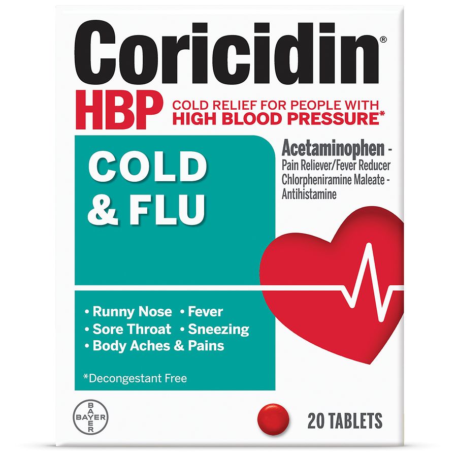 Coricidin HBP Cold Flu Tablets Walgreens