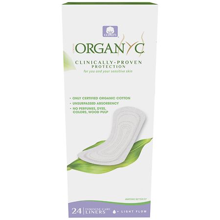 ORGANYC 100% Certified Organic Cotton Light Panty Liner Light Flow/ Flat