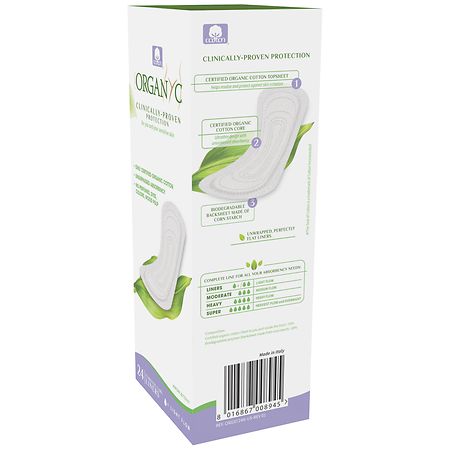  ORGANYC Hypoallergenic 100% Organic Cotton Panty Liners, flat,  24-count Boxes (Pack of 2) : Health & Household