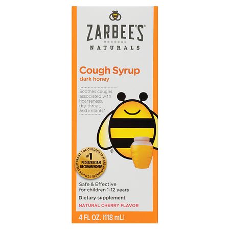 Zarbee s Naturals Children s Cough Syrup with Dark Honey  Cherry  4 fl oz