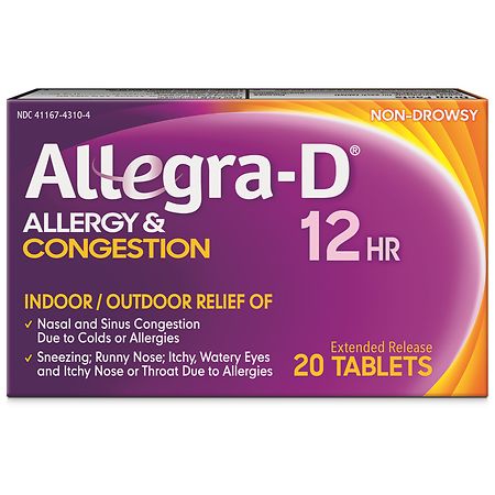Allegra-D Pseudoephedrine 12-Hour Non-Drowsy Allergy & Congestion Relief Tablets