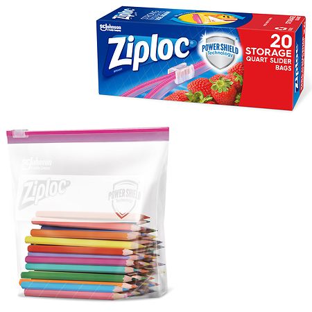 Ziploc® Brand Quart Slider Storage Bags with Power Shield