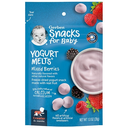 Gerber Yogurt Melts Freeze-Dried Yogurt Snack Made with Real Fruit Mixed Berries, Mixed Berry