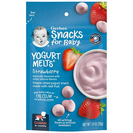 Gerber Snacks For Baby Crawler 8+ Months Yogurt Melts Strawberry, Strawberry
