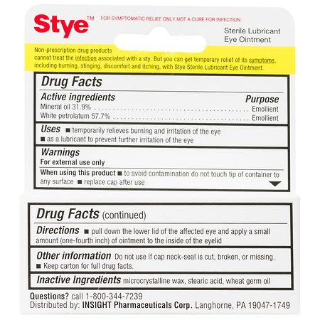 Stye Sterile Lubricant Eye Ointment