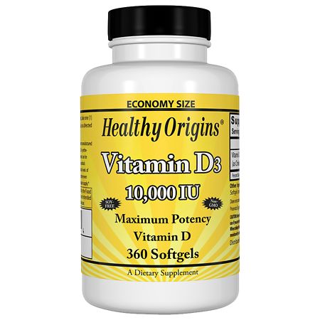 Healthy Origins Vitamin D3, 10000 IU, Softgels
