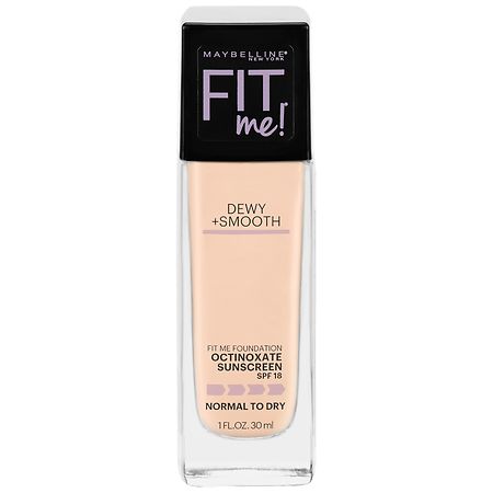 Maybelline Fit Me Dewy + Smooth Liquid Foundation Makeup with SPF 18 Porcelain 110