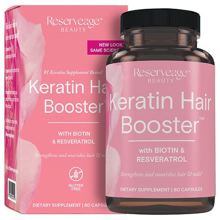 Reserveage Beauty Keratin Hair Booster Capsules with Biotin & Resveratrol