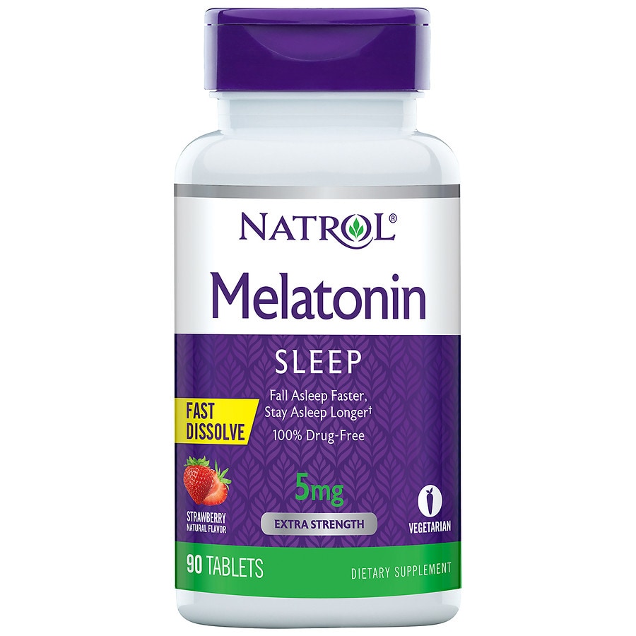 Natrol Melatonin 5mg, Sleep Support, Fast Dissolve Tablets Strawberry