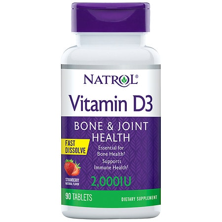 Natrol Vitamin D3 Bone & Joint Health Tablets Strawberry