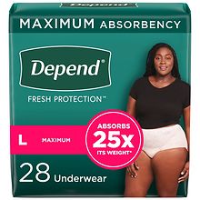 Depend Adult Incontinence Underwear for Women, Disposable, Maximum L (ct  28), Blush Blush