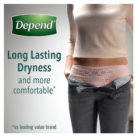 Depend Adult Incontinence Underwear for Women, Large, Blush, 84 ct