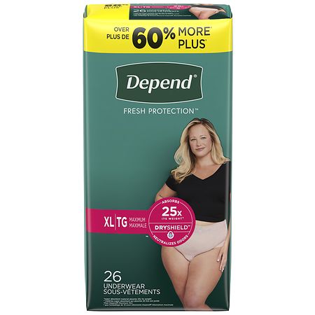 Depend Adult Incontinence Underwear for Women, Disposable, Maximum Blush,  Blush