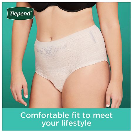 Depend Fit-Flex Incontinence Underwear For Women, Maximum Absorbency, M,  Blush, 18 Count
