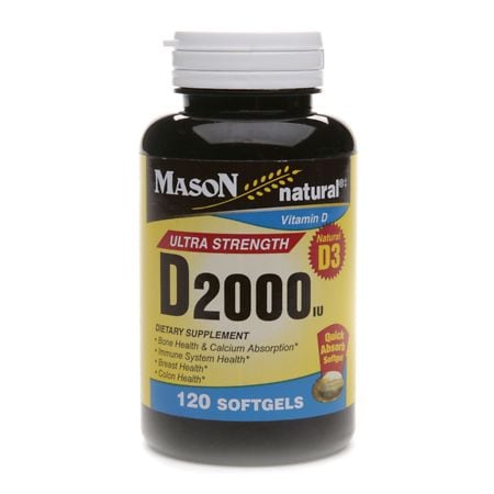 Mason Natural Vitamin D3, 2000 IU, Softgels