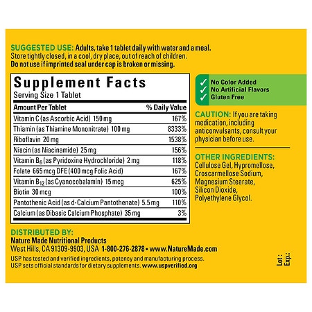 Nature Made Super B Complex with Vitamin C and Folic Acid Tablets