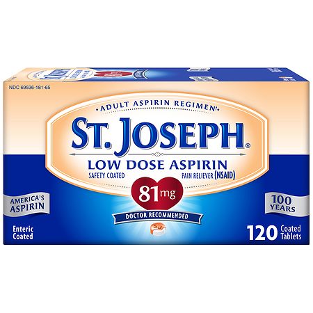 St. Joseph Safety Coated Aspirin Tablets, 81mg