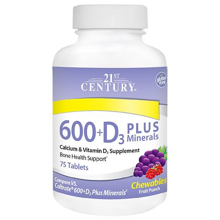 21st Century 600 mg Calcium + D3 Plus Minerals Chewable Tablets