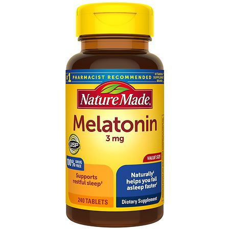 Nature Made Melatonin 3 mg Tablets  100% Drug Free Sleep Aid for Adults  240 Count