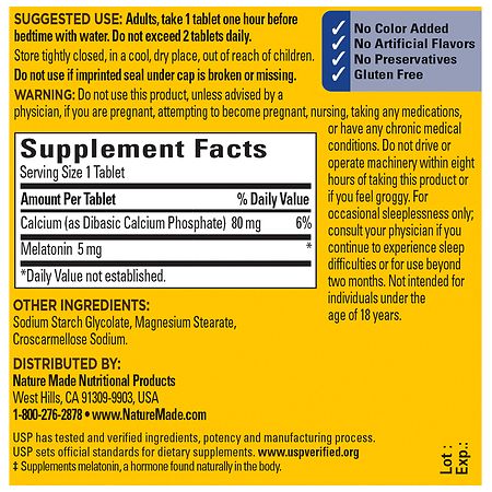 Nature Made Melatonin 5 mg Tablets