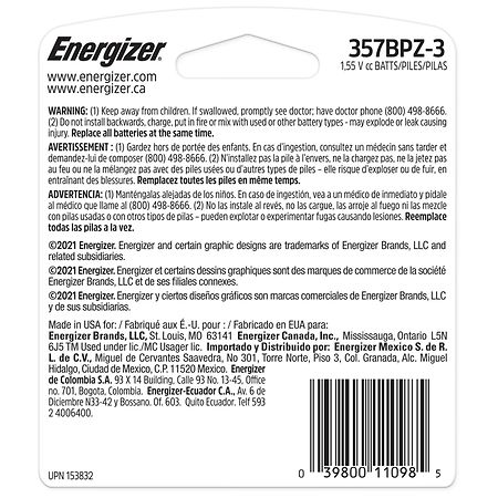 Energizer 357 1.55v compatible with LR44 and SR44 – Battery World