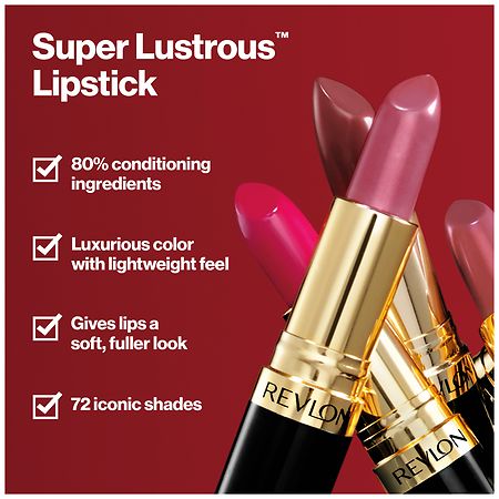 Revlon Lipstick, Super Lustrous Lipstick, Creamy Formula For Soft,  Fuller-Looking Lips, Moisturized Feel, 415 Pink In The Afternoon, 0.15 oz