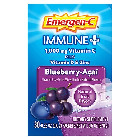 Emergen-C Immune+ System Support Dietary Supplement Fizzy Drink Mix With Vitamin D 30 ct