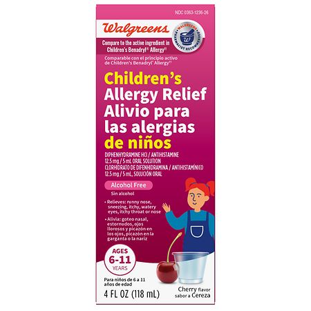 Walgreens Wal-Dryl Children's Allergy Relief, Diphenhydramine HCl Oral Solution Cherry