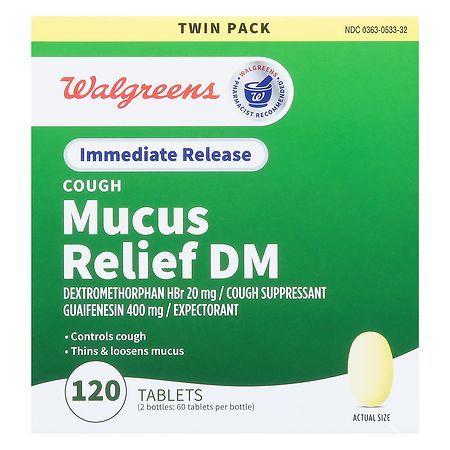 Walgreens Cough Mucus Relief DM Immediate Release Tablets