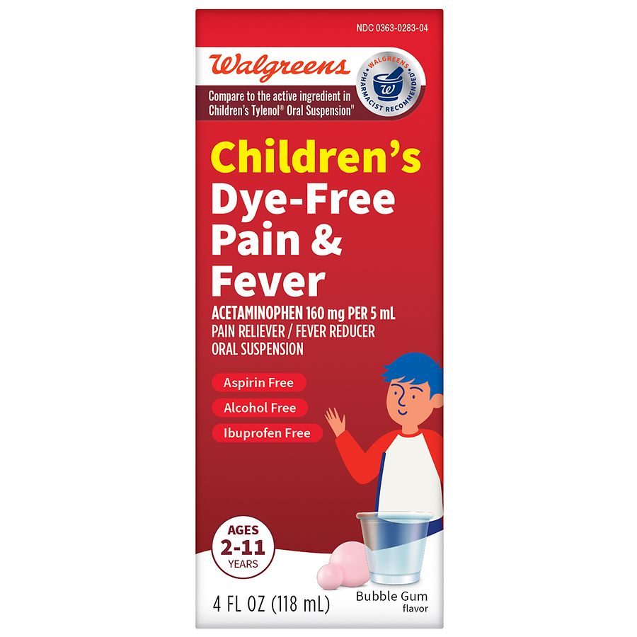 Walgreens Children's Dye-Free Pain & Fever Oral Suspension Bubble Gum