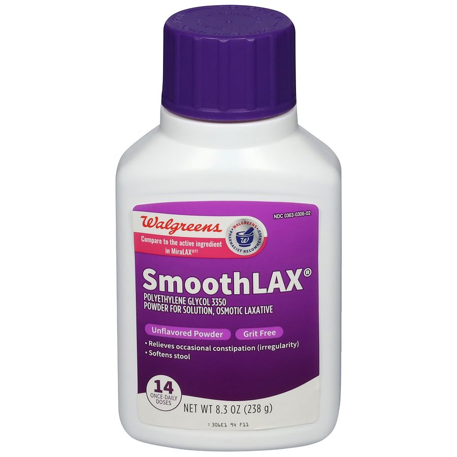 Walgreens SmoothLax Polyethylene Glycol 3350 Powder for Solution, Laxative 14 Day