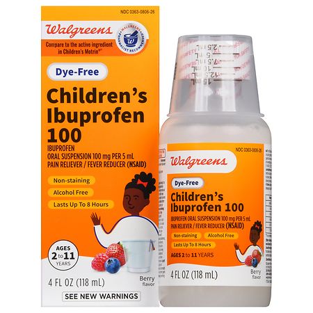 Walgreens Children's Ibuprofen 100 Oral Suspension Dye Free Berry