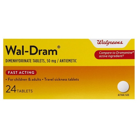 Walgreens Wal-Dram Antimetic Travel Sickness Tablets, Adults and Children