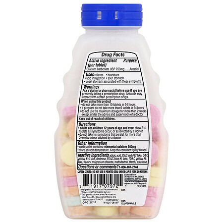 Walgreens Extra Strength Antacid Chewable Tablets, 750 mg