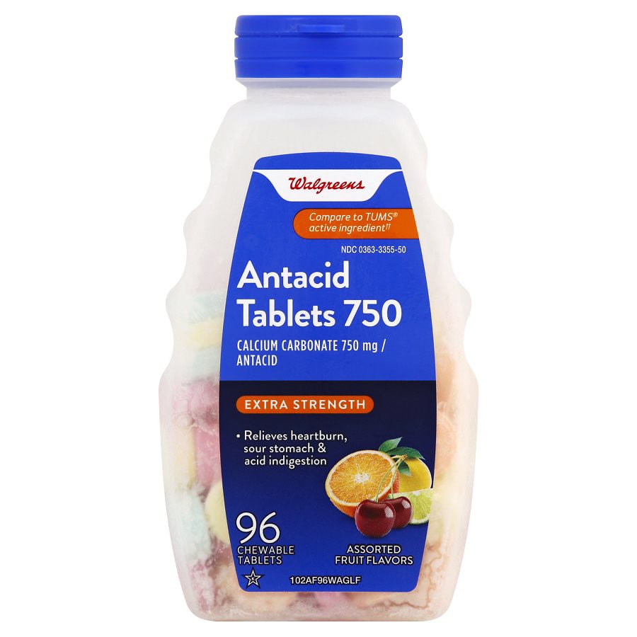 Walgreens Extra Strength Antacid Chewable Tablets, 750 mg