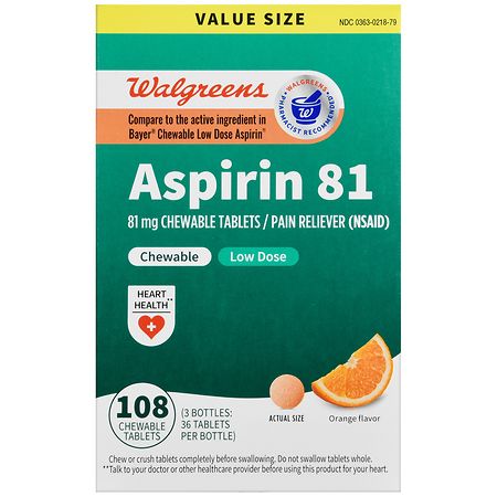 Walgreens Aspirin 81 Chewable Tablets Orange