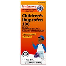 Walgreens Children's Ibuprofen Oral Suspension 100 mg, Pain Reliever/Fever Reducer Grape