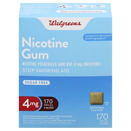 Walgreens Nicotine Gum, Sugar Free, 4mg Original