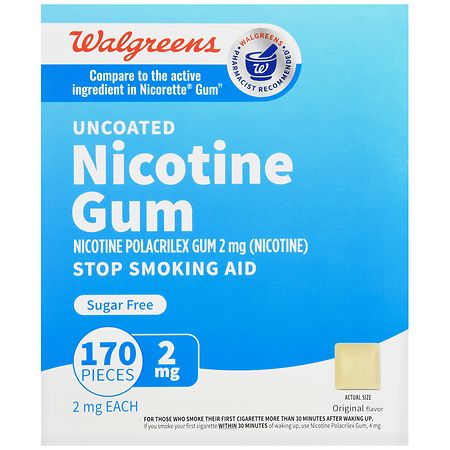 Walgreens Uncoated Nicotine Gum 2 mg Original Walgreens