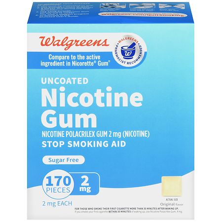 Walgreens Uncoated Nicotine Gum 2 mg Original