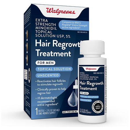 Walgreens Extra Strength Minoxidil Topical Solution, 5% Hair Regrowth  Treatment | Walgreens