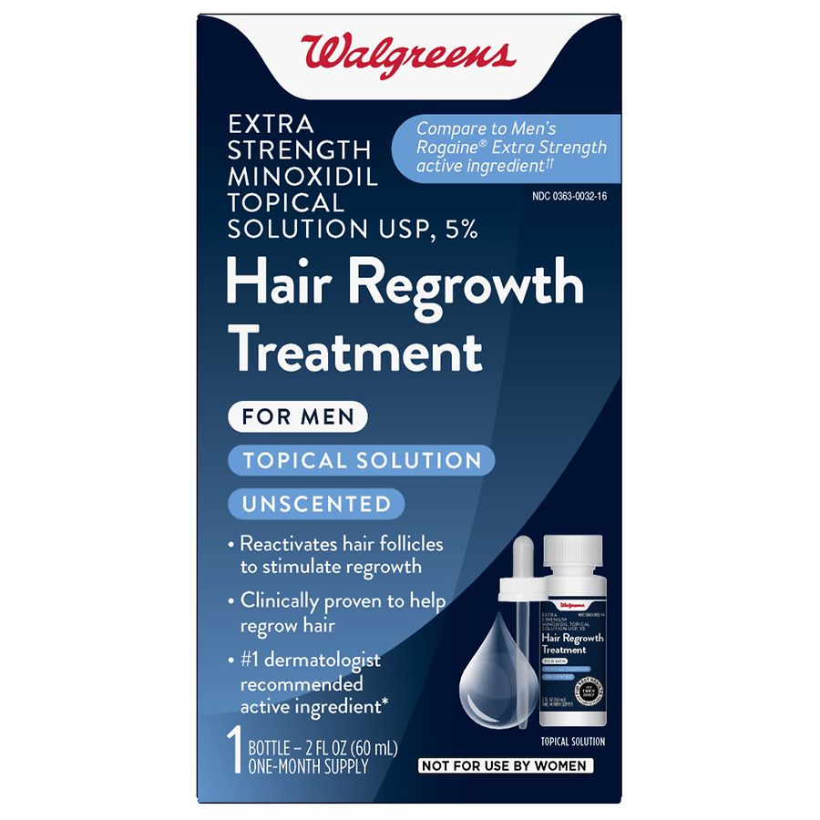 Walgreens Extra Strength Minoxidil Topical Solution, 5% Hair Treatment 2.0oz | Walgreens