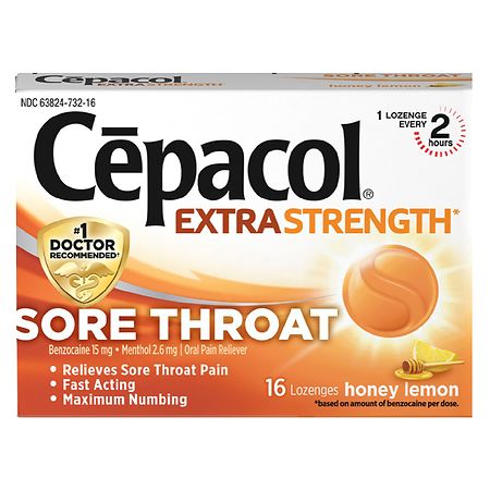 Cepacol Extra Strength Sore Throat Relief Lozenges Honey Lemon