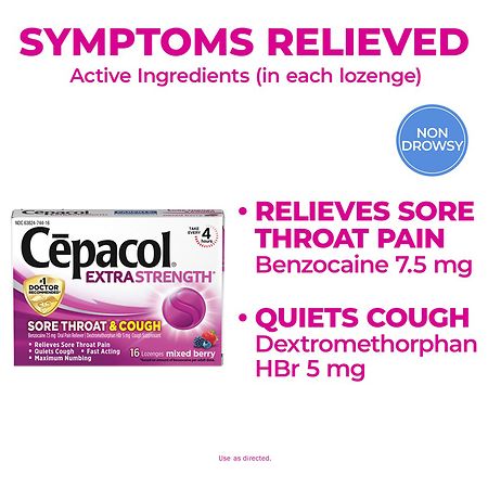 Cepacol Cepacol Extra Strength Sore Throat & Cough Relief Lozenges Mixed Berry