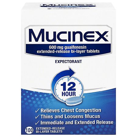 Mucinex 12 Hour Expectorant, Chest Congestion Thins and Loosens Mucus
