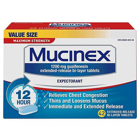 Mucinex Maximum Strength 12 Hour Extended-Release Bi-Layer Tablets, 1200 mg