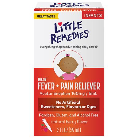 Little Remedies Infant Fever/ Pain Reliever Acetaminophen, Dye-Free Berry